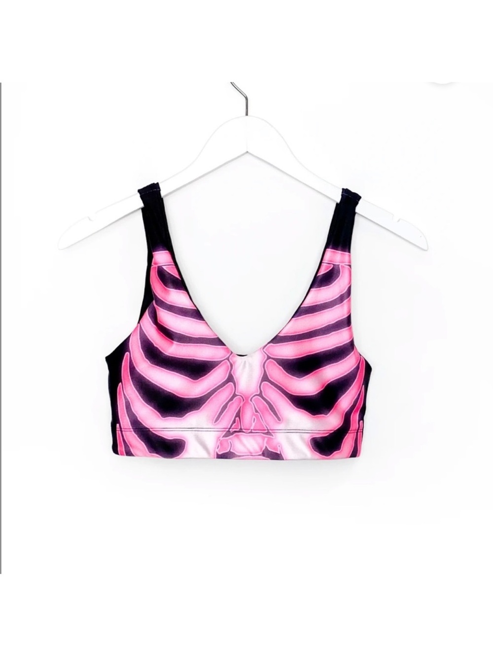 Goldsheep pink skeleton sports U bra small black euc